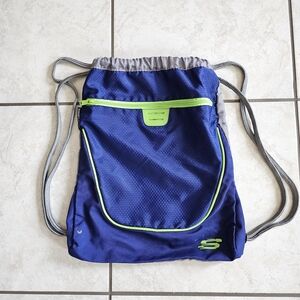 Skechers Navy and Lime Cinch  Drawstring Backpack